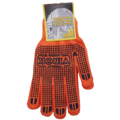Перчатки Перчатки трикотажные оранжевые с ПВХ точкой с двойным наладонником VIROK 83V007